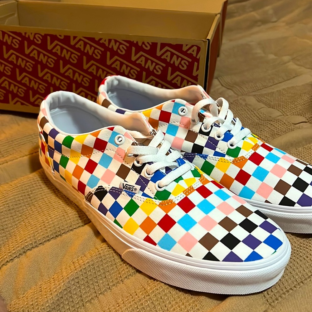 Rainbow Pride Checkered Vans.